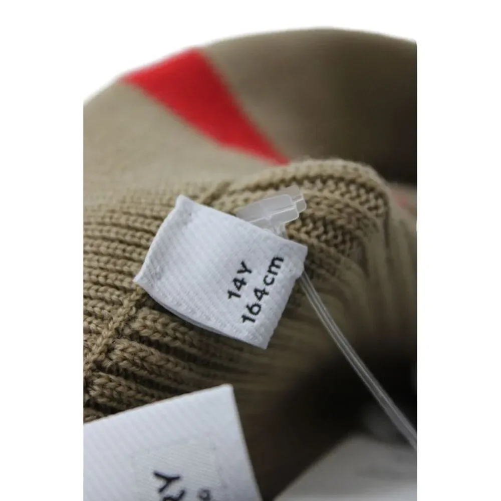 Burberry Girls Beige Striped Wool Pencil Midi Skirt Size 14